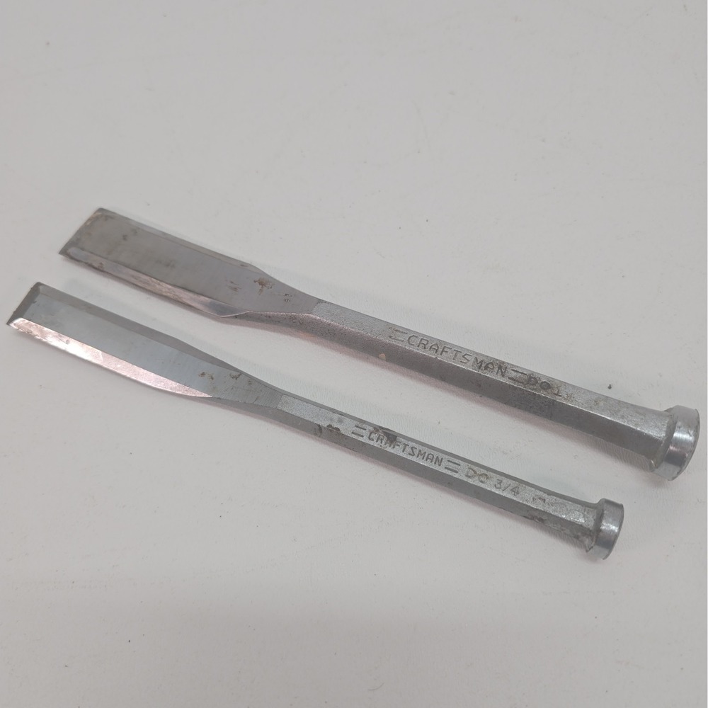 2 Craftsman DO Steel Bevel Edge Chisels Hand Tools 1" & 3/4" Mechanic USA